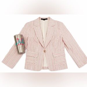 🩷 Express Design Studio Pink Seersucker Blazer Jacket Size 4 🩷